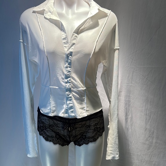 SHEIN Cream Button-Up Blouse - Picture 1 of 12